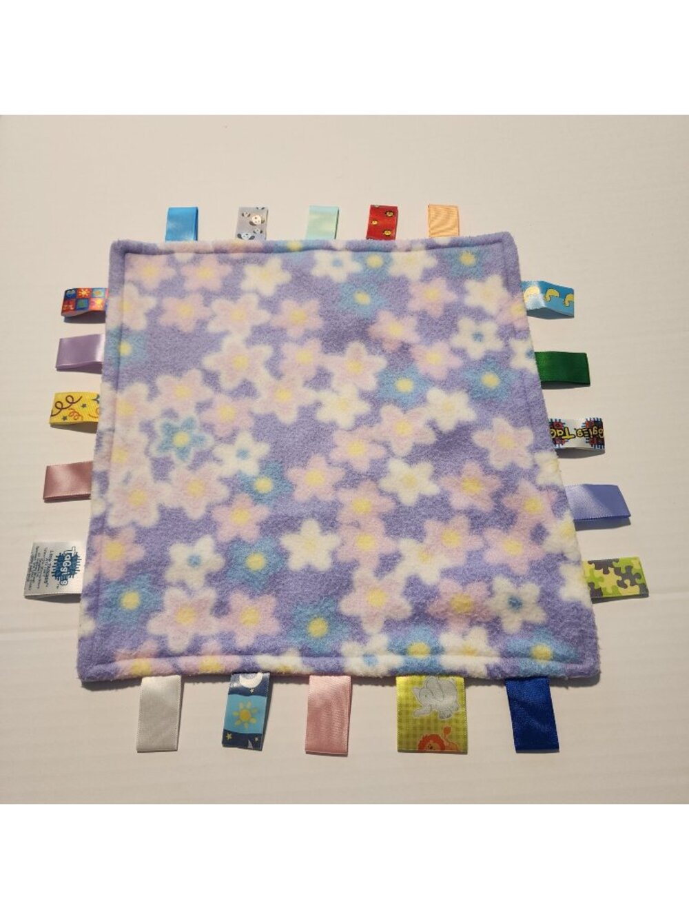 Taggies purple floral plush lovey security blanket flowers
